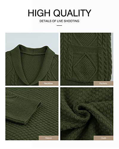 Jmierr JM5M27173-9-L Cardigan Sweaters For Men Fall Fashion 2023 Casual Long Sleeve Shawl Collar Button-Down Cable Knit Christmas Sweater thumb #4