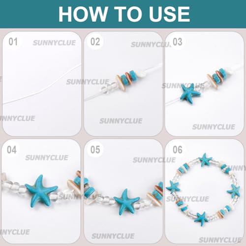 Kit fabrication de bracelets de mer avec 200 perles d'étoiles de mer bleues