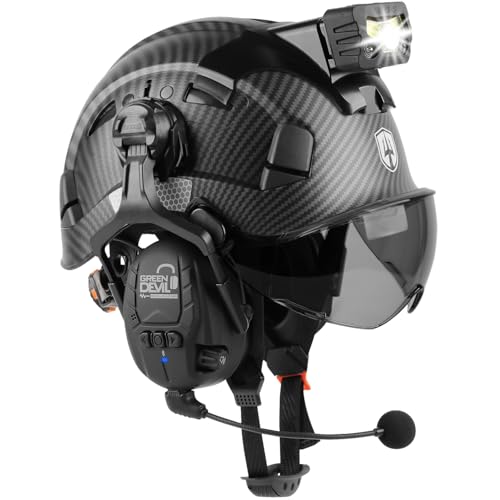 GREEN DEVIL Hard Hat Safety Helmet with Visor Bluetooth Ear...