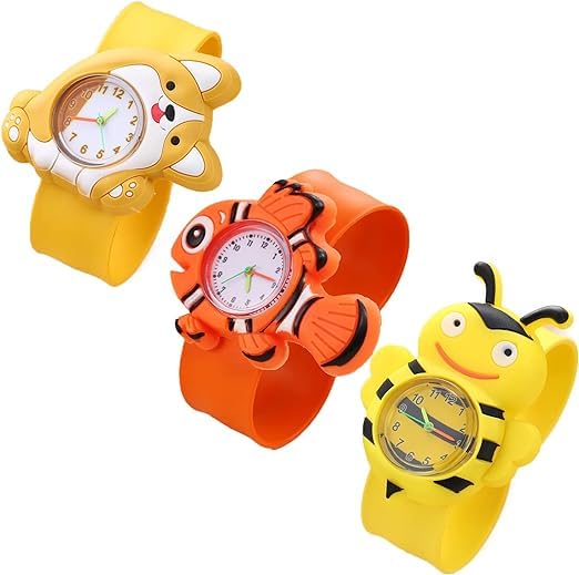 3 Pack Kids Watch for Boys Girls, 3D Cartoon Waterproof Toddler Watch Toys Stretchy Band Watch Party Bracelet Age 2-10