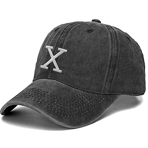 X Baseball Cap Embroidered Dad Hat Adjustable Snapback Caps Cotton Hat for Men Women (Washed Cotton Black)
