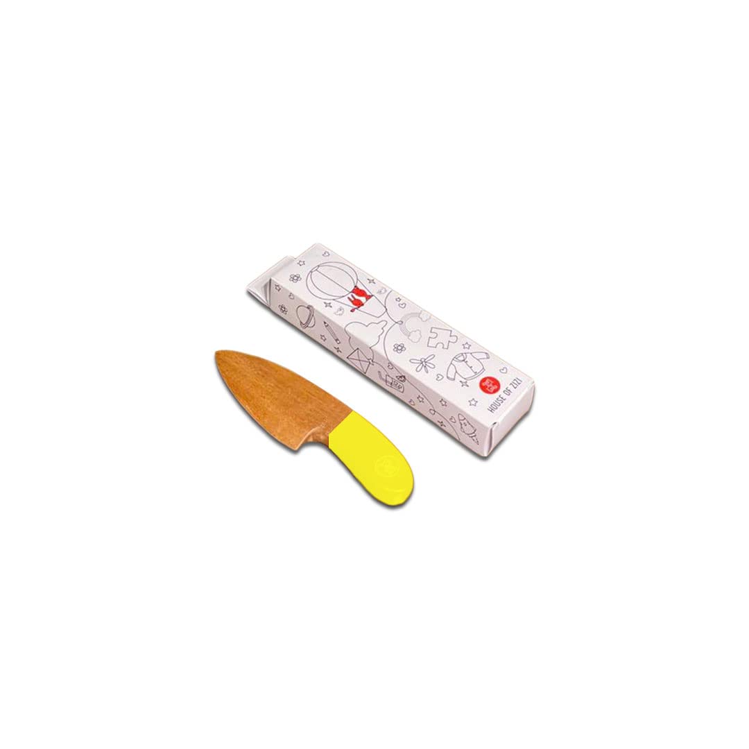 HOUSE OF ZIZI Kids Mango Wood Montessori Small Knife Safe and Fun Cooking for Little Chefs| Cutting & Chopping Knife | Cuts Soft Vegetable & Fruits Knife|Non-Stick Coating, Soft Touch Handles (Yellow) (B0C6R7JLK4) Amazon Price History, Amazon Price Tracker