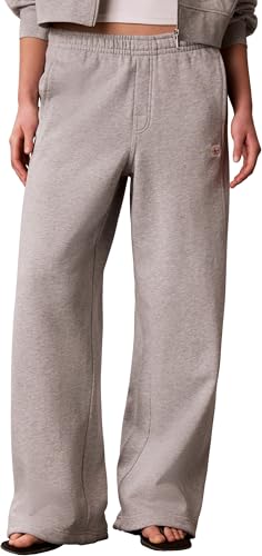 Calvin Klein Pantalon de Jogging Femme French Terry Badge Logo en Coton, Gris (Bc06 Grey Heather), L