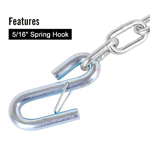 Image of 27 inch Trailer Safety Chain Kit w / 5 /16 inch Hooks 7000 lbs 2PK | Grade 30 heavy-duty steel towing chains with 5 /16 inch spring hooks. 7,000 lbs capacity for RV, boat & utility trailer.