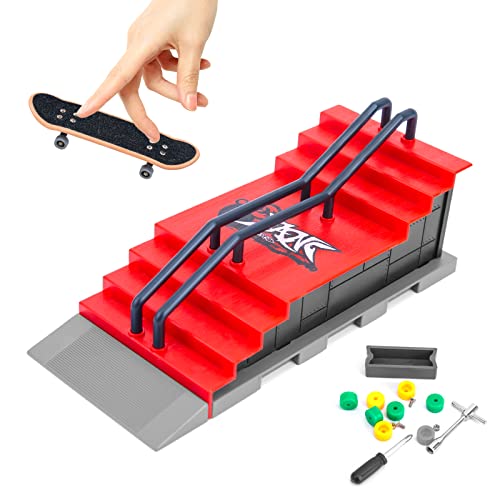 Gr8ware Mini monopatín y Juguete de Skatepark, Juego de rampas de Skatepark, Kit de monopatín de Dedo de Skate Park de Escritorio Coleccionable para Amantes del Skate (F)