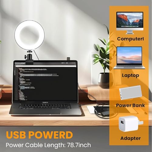 Image of Video Conference Lighting Kit, Ring Light Clip on Laptop Monitor, 6 inch Dimmable LED Circle Selfie Light for Zoom Meeting /Remote Working /Zoom Calls /Live Streaming /Video Recording
