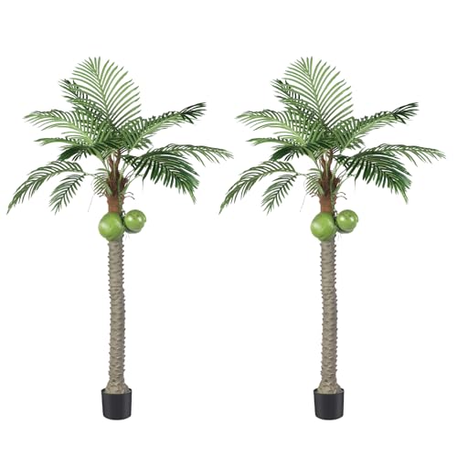 Artificial Phoenix Palm Tree with Coconut Fruit Outdoor Indoor Decor Large Faux Coconut Silk Palm...