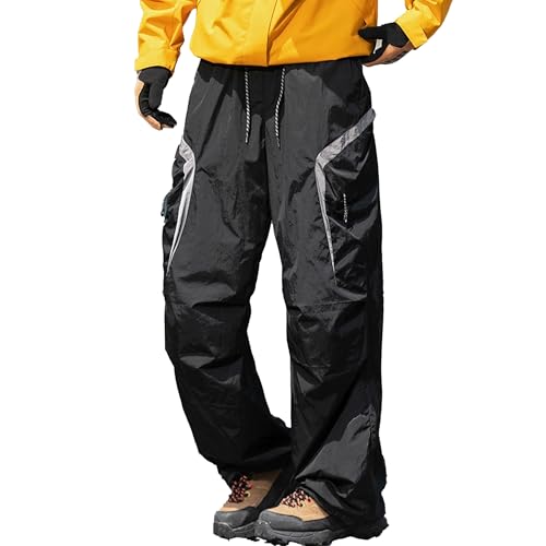 XYXIONGMAO Men's Grey Loose Drawstring Elastic Waist Multi-Pocket Sweatpants Streetwear Overalls Cargo Pants for Men