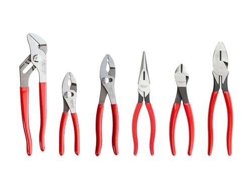 TEKTON Pliers Set, 6-Piece (Groove Joint, Slip Joint, Long Nose, Diagonal Cutting, Lineman's) | PLR99020