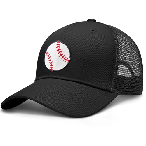 Cool Embroidered Baseball Pattern Baseball Cap,Adjustable Fit Trucker Caps,Premium Structured