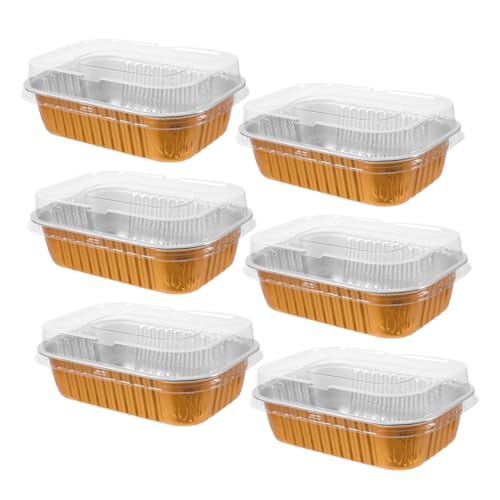 Cabilock 6Pcs Disposable Aluminum Foil Food Boxes with Lids Stackable Takeout Food Pans for Bbq Parties and Picnics and Compact Design Capacity