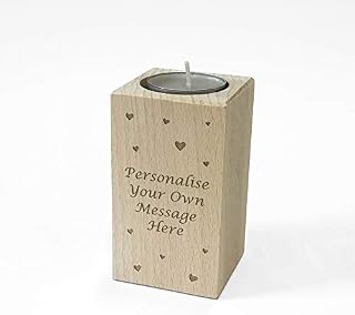 Personalised Wooden Tealight Candle Holder With Message, Birthday, Christmas or Anniversary Gift Idea