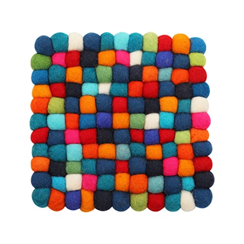 Sottobicchieri con pallina di feltro sottobicchieri quadrati con pon pon tappetino in feltro di lana resistente al calore sottobicchieri con pallina di feltro colorati da 20 cm