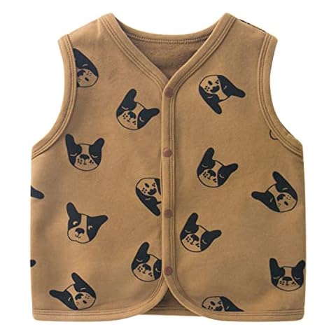 ANIMQUE Baby Vest Spring Autumn Newborn Gilet Boys Girls Outerwear Sleeveless Jacket Vests Underwear 0-5 Years Old, Brown 120 Cover