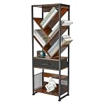 Bookshelf with Drawer,8 Tier Tree Bookcase Retro Floor Standing Bookshelves,Tall Wood Bookcases with Cabinet Storage Organizer for Living Room, Bedroom & Home Office, Classic