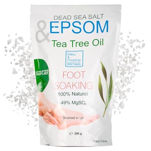 Tea Tree Epsom & Dead Sea Salt Antifungal Antibacterial Foot Soak 250 g ● Återförslutningsbar standuppåse ● Avslappnande fotbad ● Tånagelsvamp Skötsel