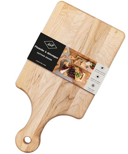 Tabla de cortar rectangular de madera de arce con mango miniatura 1
