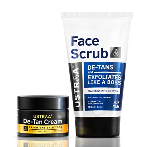 Ustraa Total De-Tan Kit – De-Tan Face Cream, 50G – De-Tan Face Scrub With Walnut Granules, 100G- Dermatologically Tested, For Tan Removal & Even Skin Tone, For All Skin Types, No Parabens For Rs. 300 @ 57 %