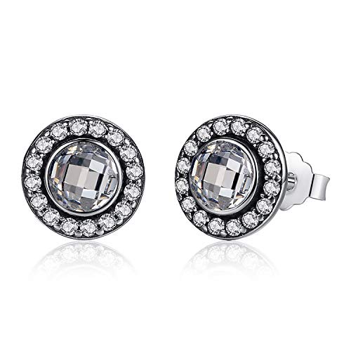 Boucles d'oreilles hérités en argent véritable avec bijoux clairs pour vos soirées