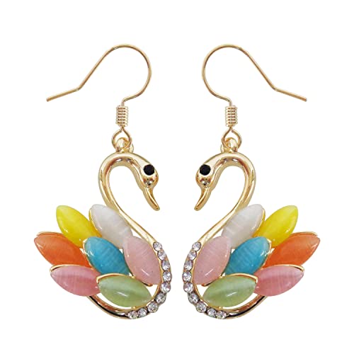 Boucles d'oreilles opale anti-allergie Navachi plaquées or jaune pour oreilles sensibles