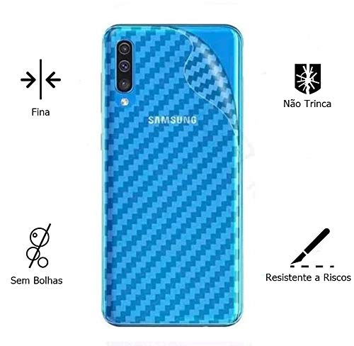 Película Fibra De Carbono Gel Flexível Traseira Verso Samsung Galaxy A30s - Proteção Que Adere E Cob