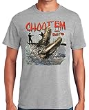 Shirt Patron Brand Swamp People Choot Em Alligator Hunting Mens T Shirt XL Ash