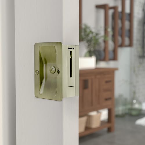 Image of Richelieu | Onward Privacy Pocket Door Pull, Rectangular, Antique Brass