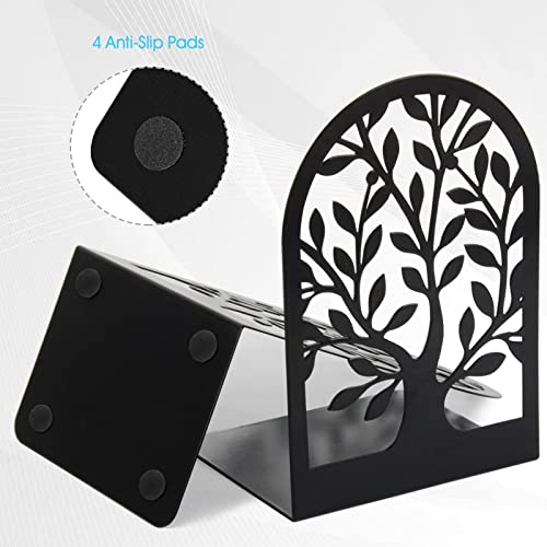 HappyHapi Book Ends, Metal Bookends for Shelves Decorative, Tree Stopper for Heavy Books, Black Ends to Hold Books for Home Office, 6.5 X 4.7 X 3.5 Inch(3 Pairs/6 Pcs, Large) - Image 5