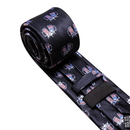Image of Barry.Wang Fun Animal Ties for Men Designer Handkerchief Cufflink WOVEN Casual Necktie Set Festival