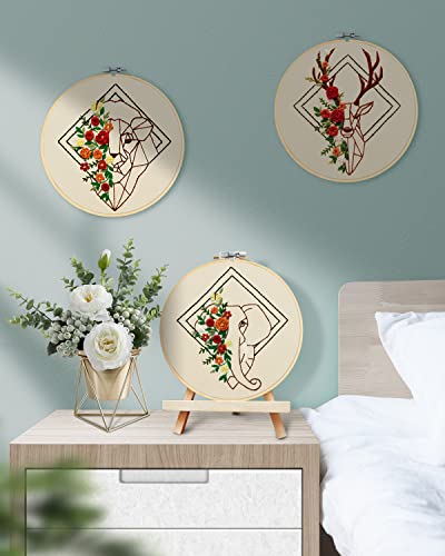 image for TINDTOP 3 Pieces Embroidery Hoops, 10 inch Bamboo Frame Circle Cross S
