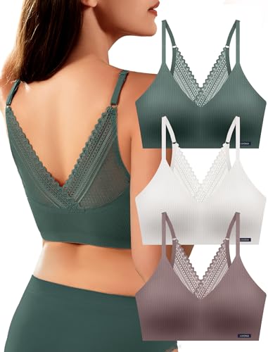 Image of Livona Wireless Bras for Women - Comfort Bralettes with Support Adjustable Seamless Sports Bras Lace Cami Crop S-XXL