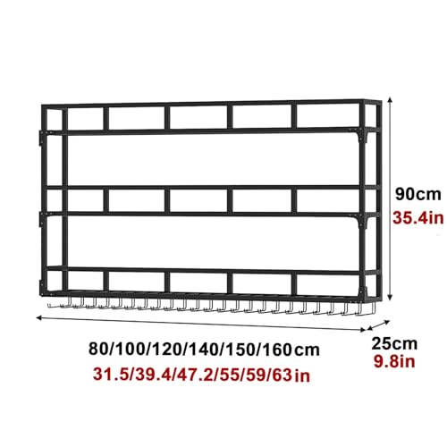 Étagère à vin murale en fer noir avec support pour verres à pied - 3