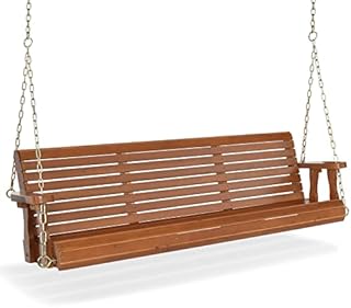 VINGLI Heavy Duty 880 LBS Patio Porch Swing Outdoor PU Painting, Hanging Chair with Adjustable Secure Chains, Finished Outdoor Bench Tree Swing for Yard | Garden | Lawn | Balcony (5 FT, Brown)