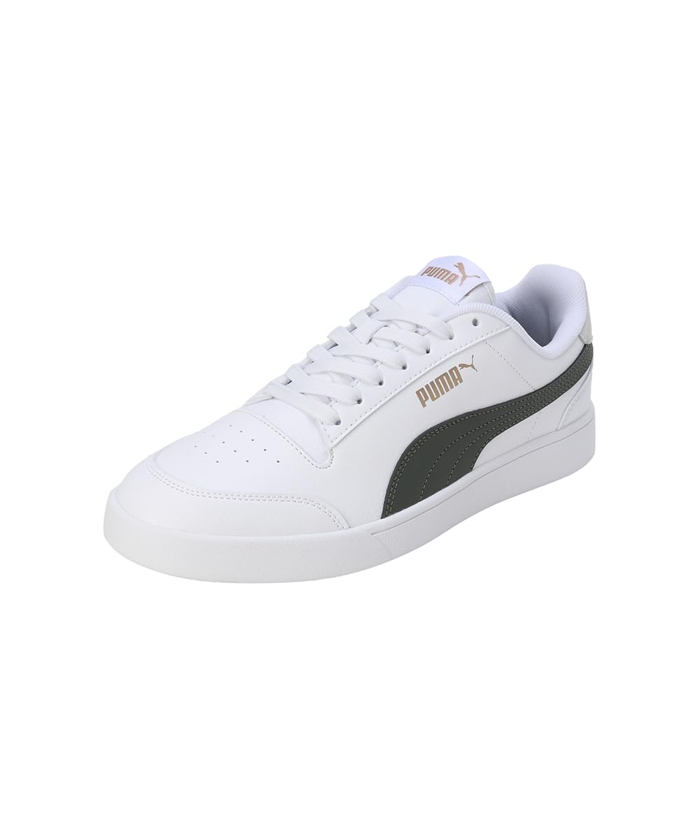 Puma Unisex Shuffle Track Shoe, Puma White Myrtle Vapor Grey Puma Gold, 41 EU
