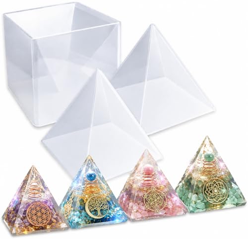 Demorex Pyramid Molds for Resin,Large Silicone Pyramid Molds,Silicone Resin Molds for DIY Memorial Gifts, Jewelry,Great for Paperweight, Home Decoration 6' x 6.5' x 7.5' & 5' x 5' x 6'