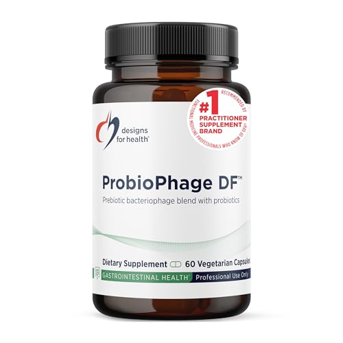 Designs for Health Probiophage DF - Bacteriophage Prebiotic + Probiotic Supplement - Probiotics for Digestion + Immune Support - Dairy Free Pre and Pro Biotics in Delayed Release Capsules (60 Count)