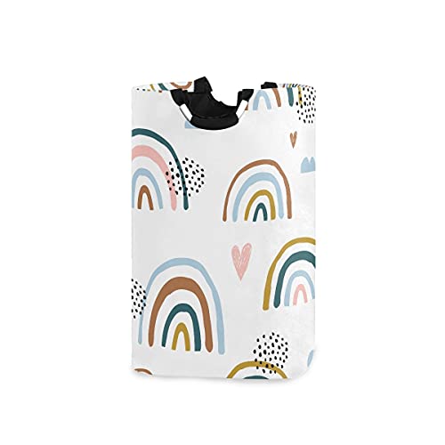 Image of xigua Cartoon Rainbow Laundry Basket Large Laundry Hamper 72L Foldable Dirty Clothes Toys Organizer Bag with Handles for Bathroom,Bedroom,College Dorm,Kids Room