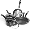 Set de Cocina Antiadherente de 7 Piezas, No para Inducción, Incluye Ollas y Sartenes, Negro 2