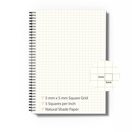 Image of PaperO A4 Square Grid Notebook | 5mm Graph Paper | 100 Pages | Kraft Cover | A4 Size (8.5 x 11 Inches) Ideal for Architects, Designers, Engineers, Students, Drawing, Sketching & Mathematics | Blank Grid Book