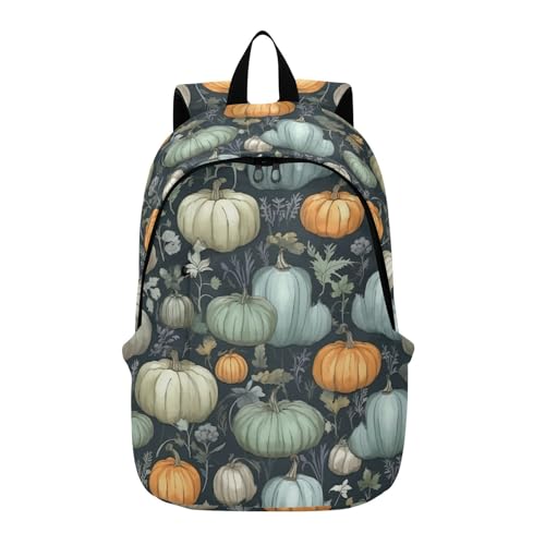 MCHIVER Travel Backpack Colorful Pumpkin Leaves Casual Daypack Backpacks Lightweight Carry on Bag Water Resistant Hiking Backpack for Women Men