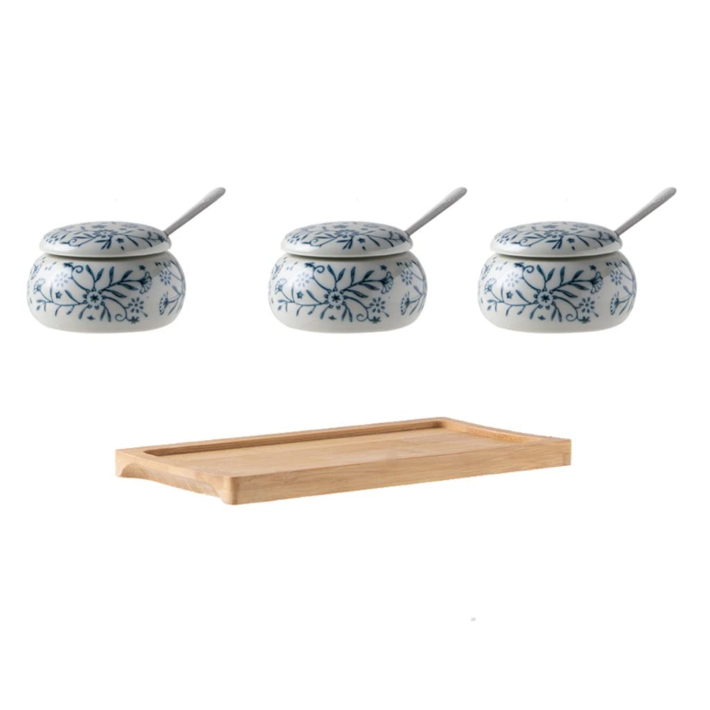 BONAD Gewürztopf-Set Japanisches Keramik-Salzglas, Chili-Glas, Gewürzflaschen-Set, Gewürzbox, Senfglas, Essigtopf, Sojasaucenflasche Gewürzflasche für die Küche