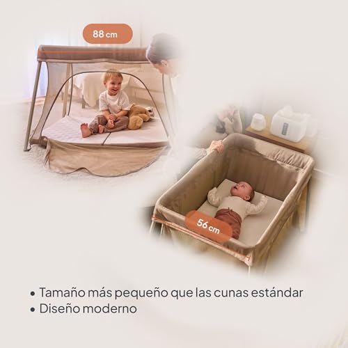 lionelo Cuna de Viaje Parque Cuna Bebe 3 en 1 Alice de 0 a 15 kg Colchón de Espuma, 2 Niveles de Altura, Plegable, Pequeña, Ligera, Entrada Lateral, Bolsa de Viaje - imagen 6
