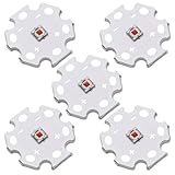 LEDGUHON 5Pcs 3W Red 3535 SMD High Power COB LED Chip with Aluminum Plate 20mm Star PCB Base Heat Sink LED Chip Replacement or DIY Lighting(700mA,2.2-2.6V,675-680nm,120deg)