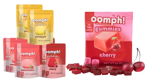 Oomph! Sweets Fiber Gummies, Low Sugar Keto Healthy Gummy Candy, Fruit Snacks – Variety 6-Pack x 14 pc per 1.8 oz bag and 4-Pack Cherry