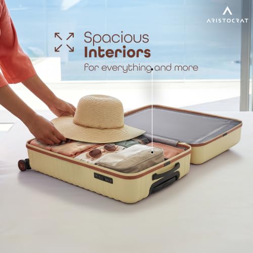 Image of Aristocrat Airpro-Max 55.5 cm Cabin Small Size Trolley Bag, Lightweight Polypropylene Case Luggage with 8 Wheels, Combination Lock, Travel-Friendly, 3-Year International Warranty, Mojave Desert