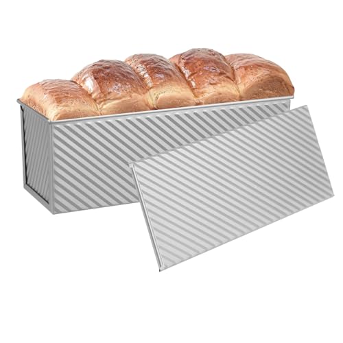 SS&CC Pullman Loaf Pan with Lid 13x4 | 2.2lb Carbon Steel Bread Pan for Homemade Sourdough...