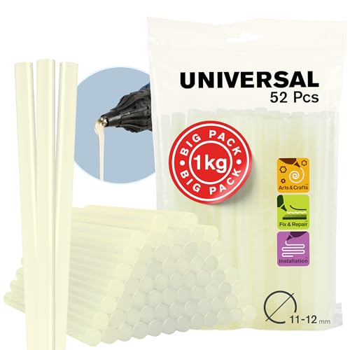 Rapid Eco-T Transparent Hot Glue Sticks, 12mm x 190mm, 1kg, 50 Sticks, Universal, Waterproof, Fast Drying