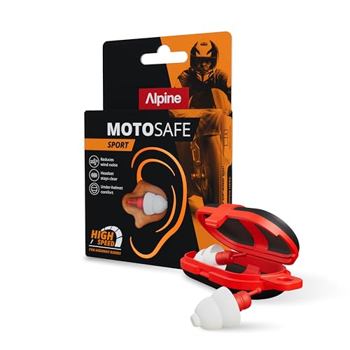 Alpine MotoSafe Sport - Motorcycle Ear Plugs for Wind Noise Reduction - 20dB - Motorcycle Hearing Protection - Ultra Soft Comfortable Motorcycle Hearing Protection - 1 Pair