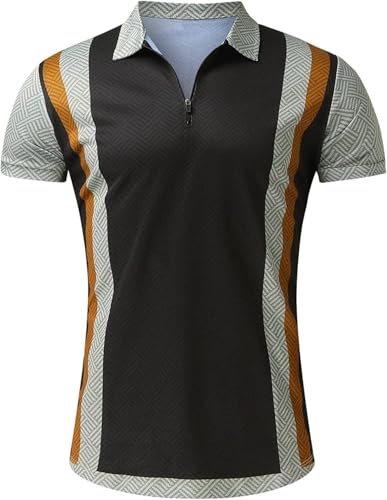 Mens Short Sets 2 Piece Outfits Short Sleeve Zipper Polo Shirts and Shorts Sets Classic Gym Workout Summer Tracksuits4