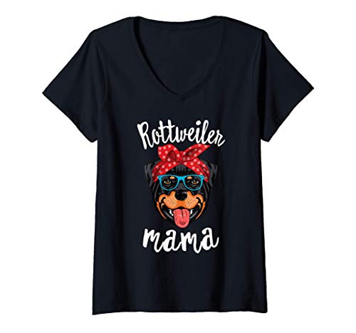 Mulher Rottweiler Mama Puppy Mom Dog Mama Lover Gift t-shirt decote V
